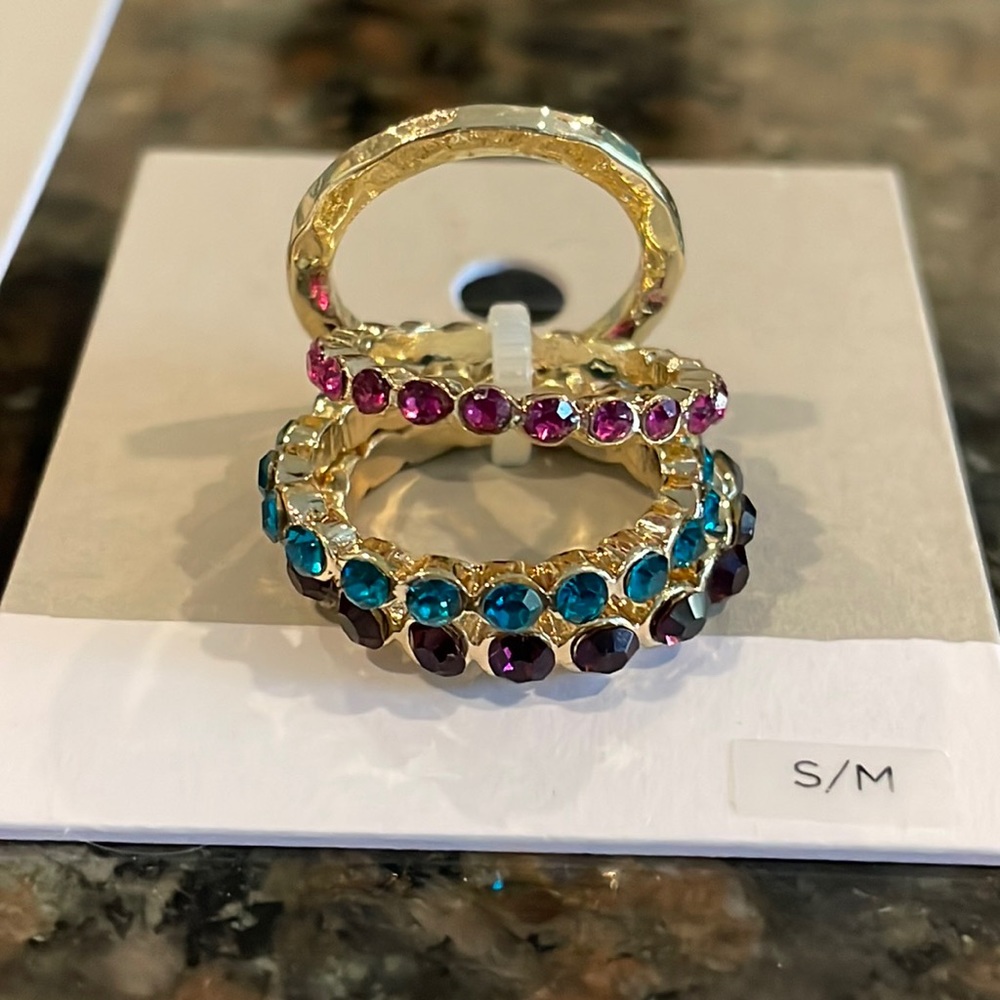 BP Gold Tone Rhinestone Stacking Rings